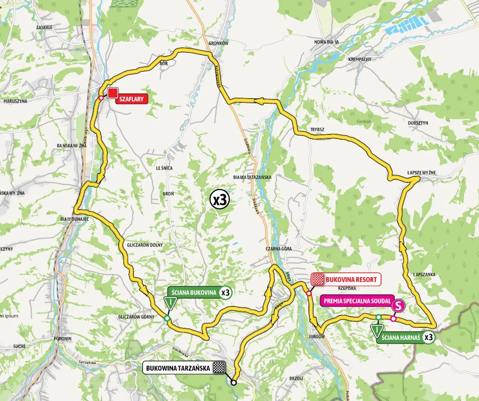 Trasa 6 etapu TdP - Bukovina Resort - Bukowina