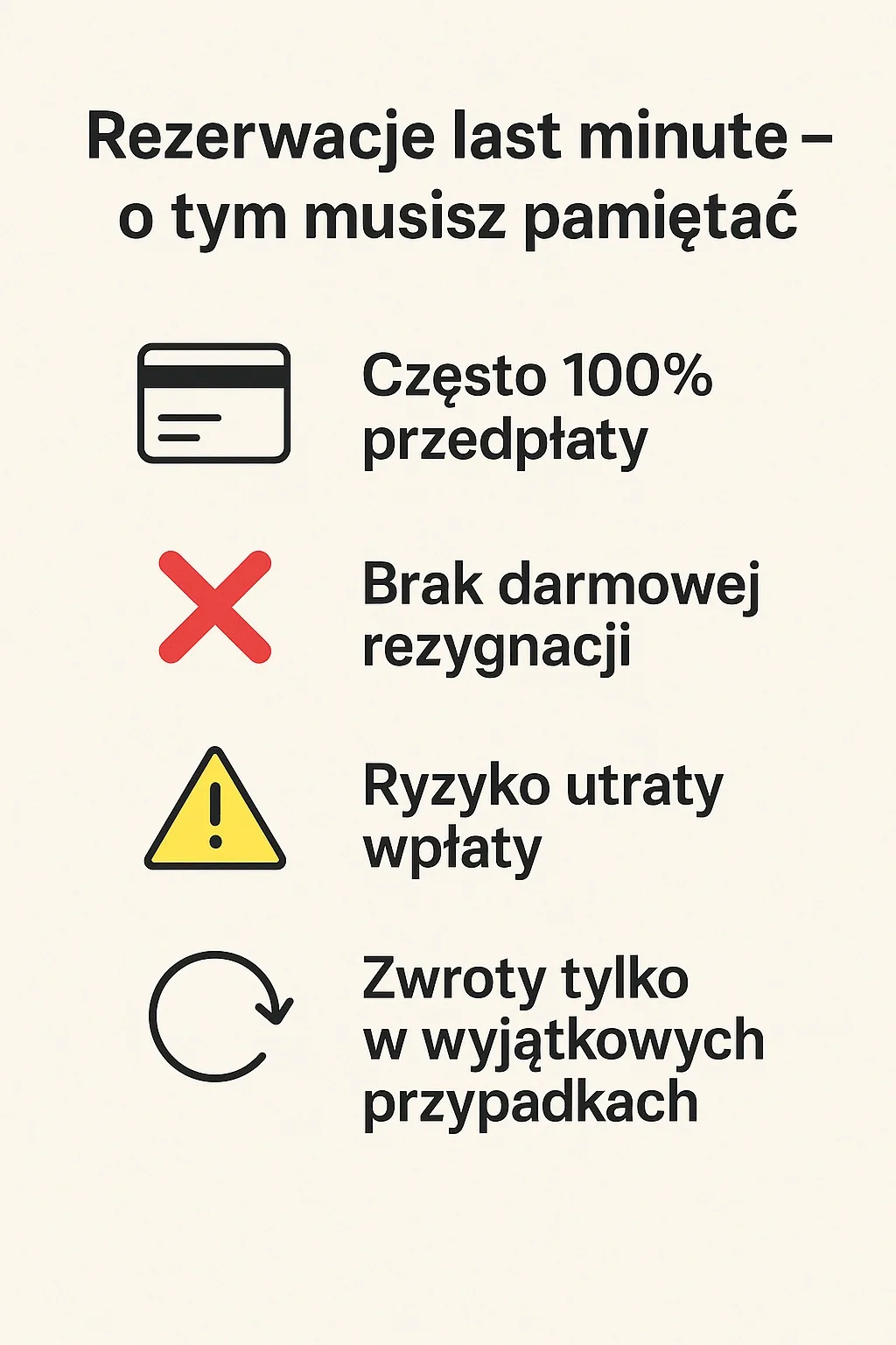 ryzyka rezerwacji last minute