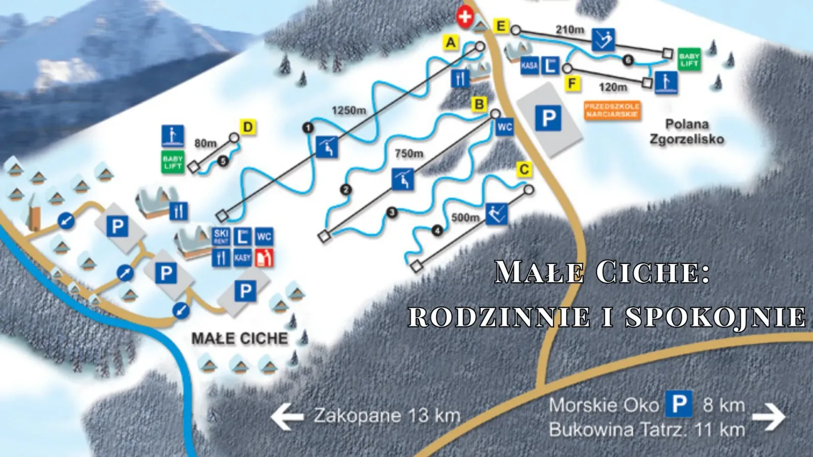 Małe Ciche – rodzinna stacja narciarska blisko Zakopanego, mapa tras i wyciągów