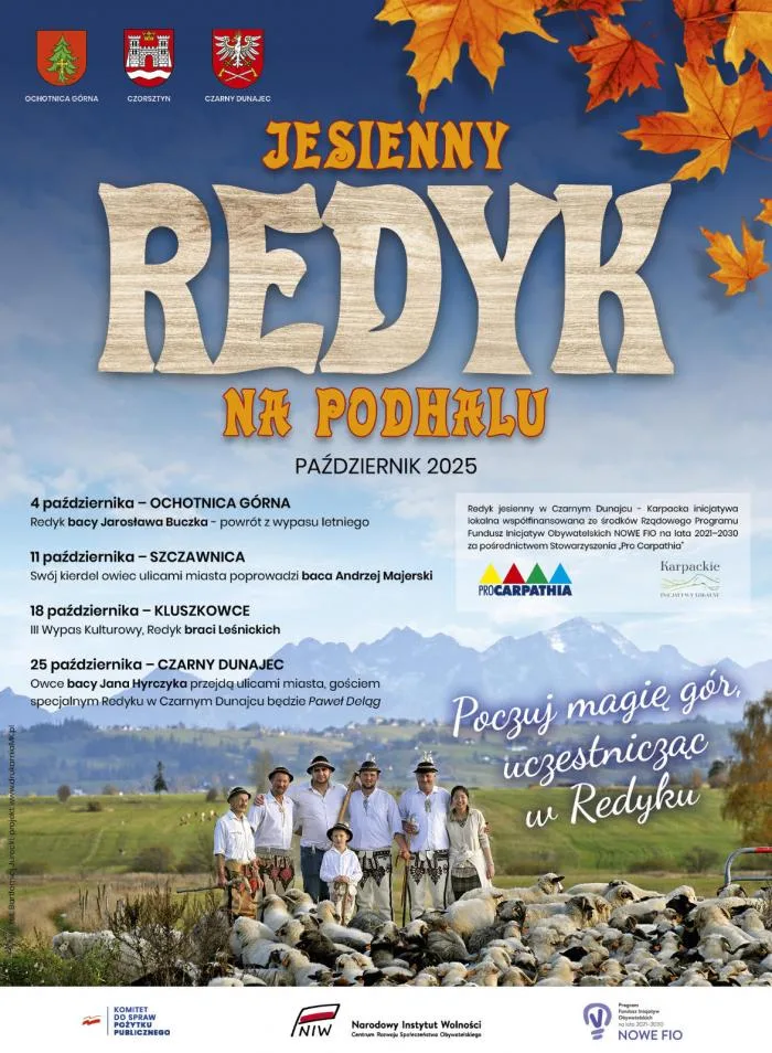 Plaka z kalendarzem redyków w październiku 2025