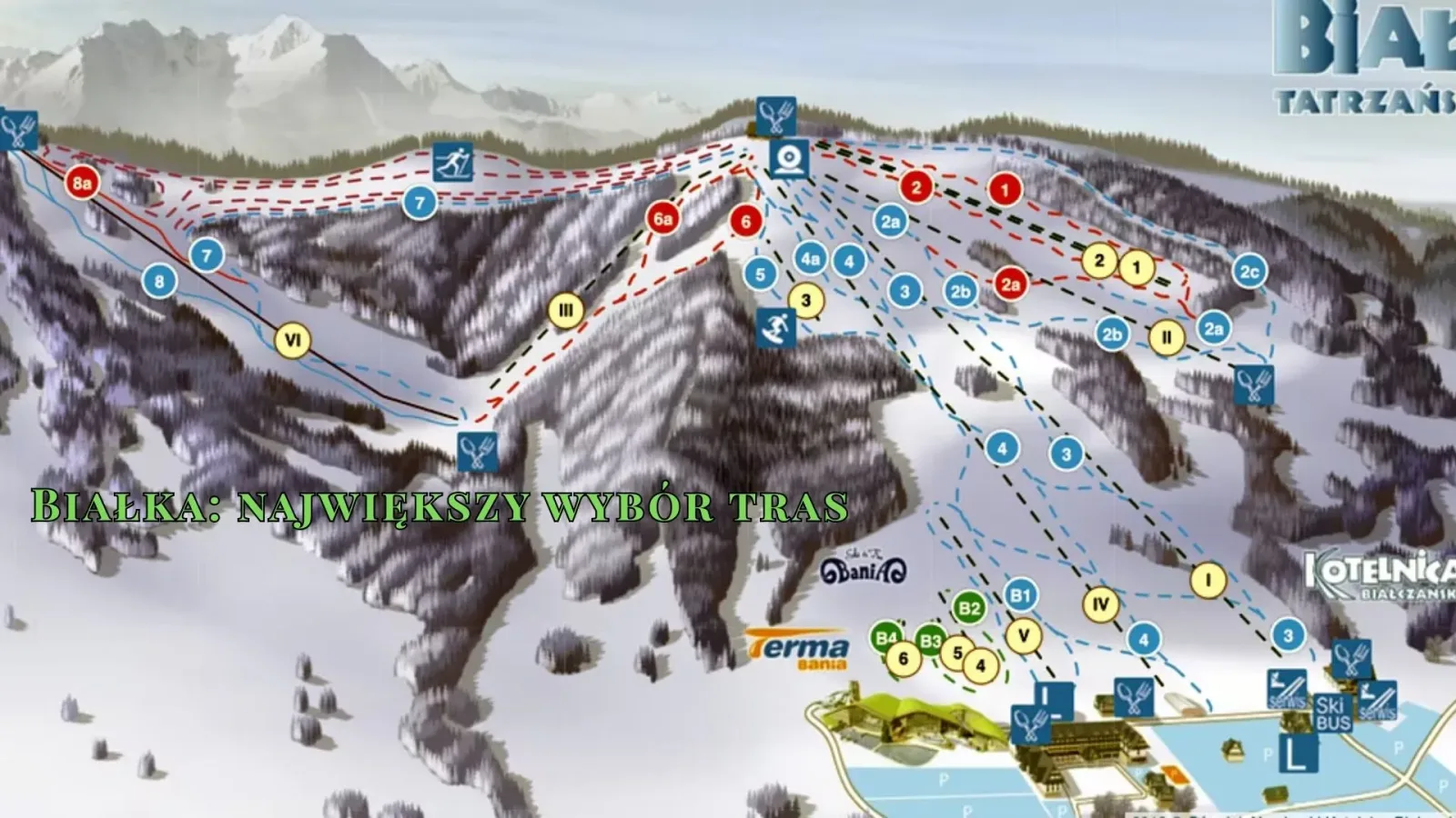 Mapa tras narciarskich Białka Tatrzańska – Kotelnica, Bania Ski i Kaniówka